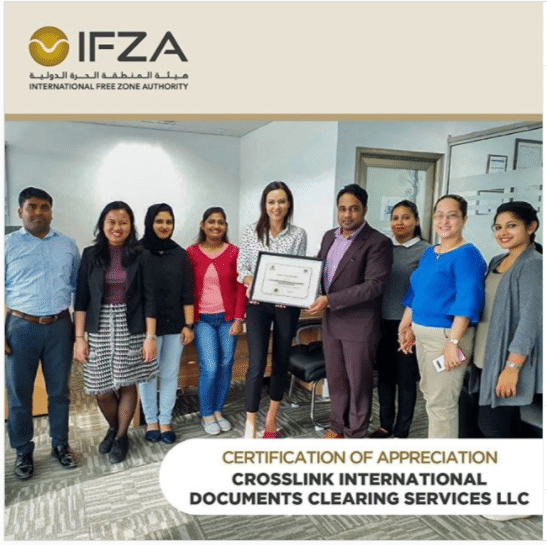 IFZA Certificate of Appreciation