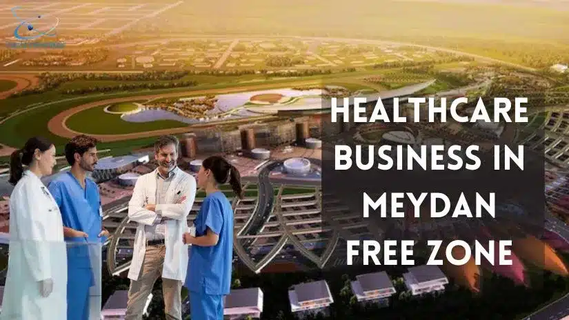 Modern business district view of Meydan Free Zone in Dubai for healthcare startups. Modern business district view of Meydan Free Zone in Dubai for healthcare startups.